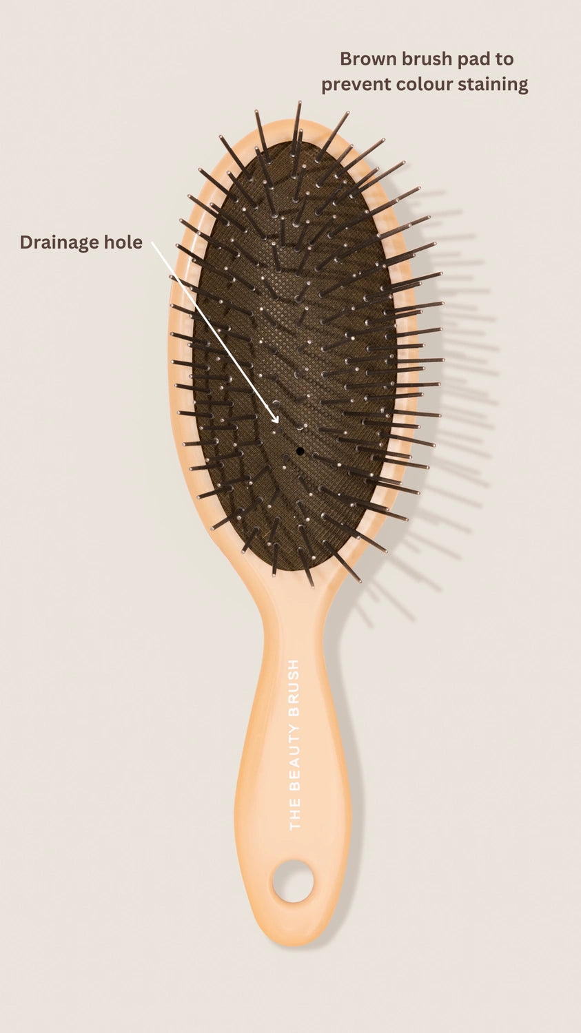 REN Beige Mini detangling hair brush with drainage hole